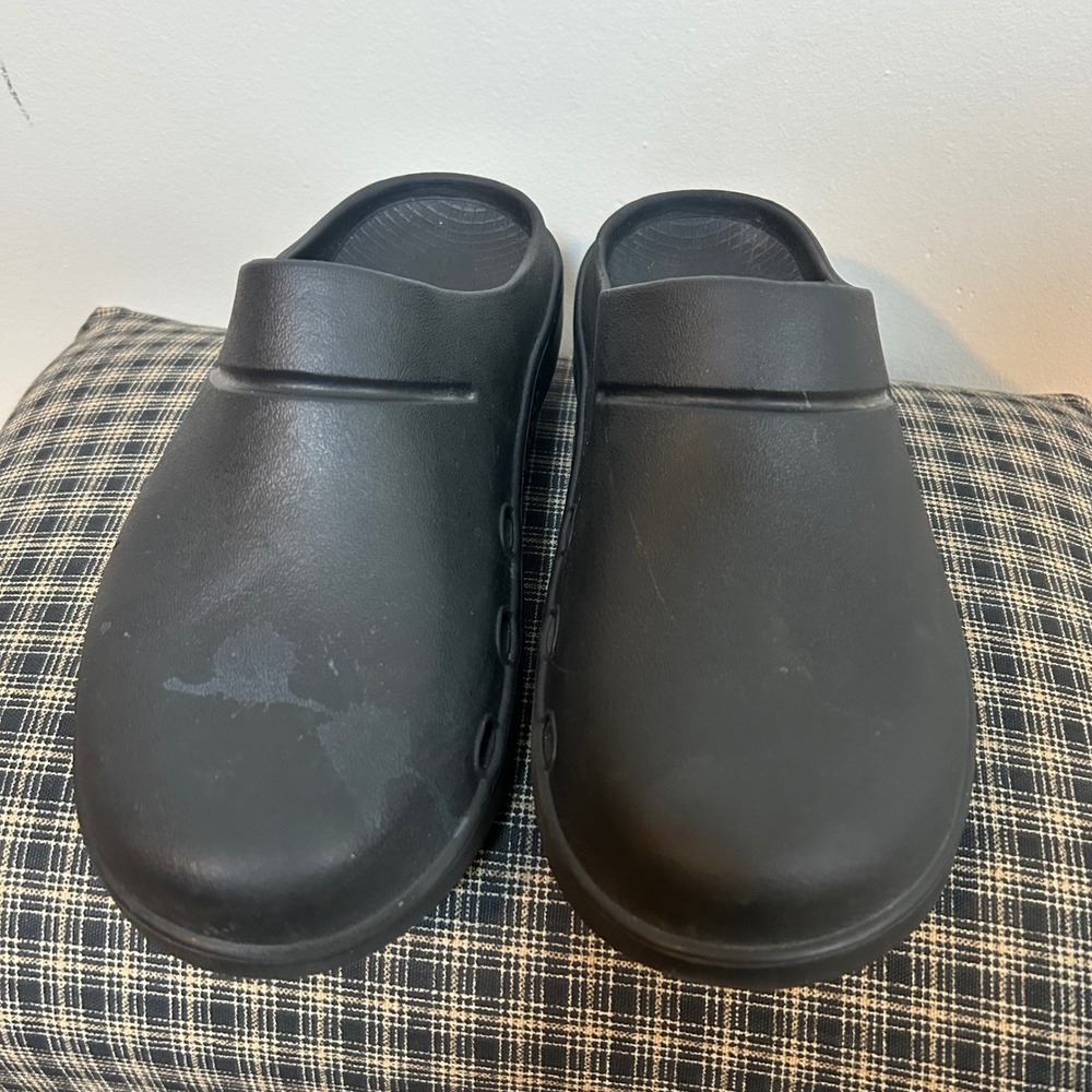 OOFOS OOcloog Luxe Clogs Mens 9 Womens 11 Black Recovery Slip On Shoes EU‎ 42 - Picture 4 of 6